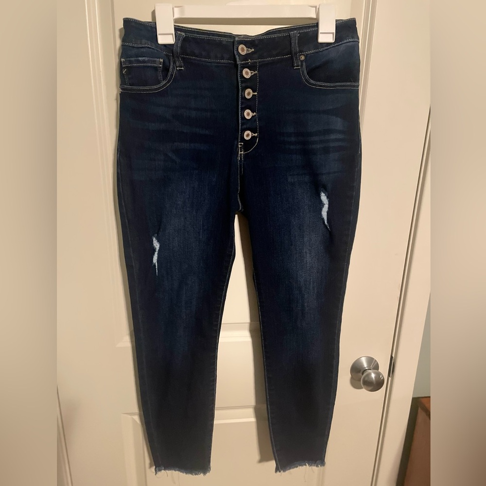 Kancan skinny fit button fly distressed jeans 13/30